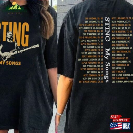 Updated Sting My Songs Tour Dates T-Shirt World 2023 Shirt Concert Classic