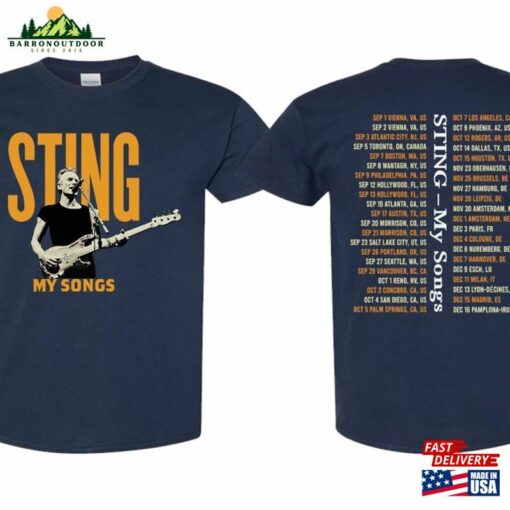 Updated Sting My Songs Tour Dates T-Shirt World 2023 Shirt Concert Classic