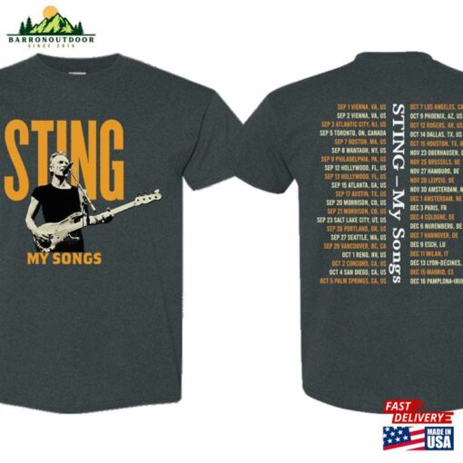Updated Sting My Songs Tour Dates T-Shirt World 2023 Shirt Concert Classic