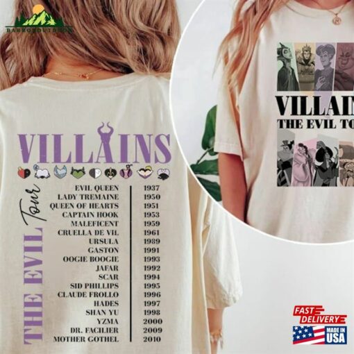 Villains The Evil Tour Double Sided Shirt Disney T-Shirt Hoodie