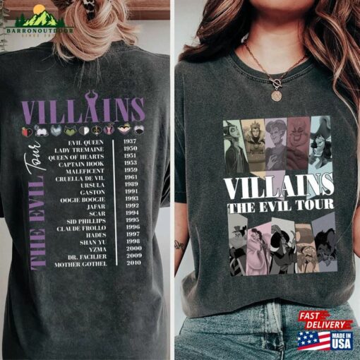 Villains The Evil Tour Double Sided Shirt Disney T-Shirt Hoodie