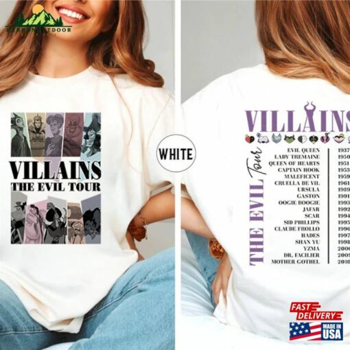 Villains The Evil Tour Double Sided Shirt Disney T-Shirt Hoodie