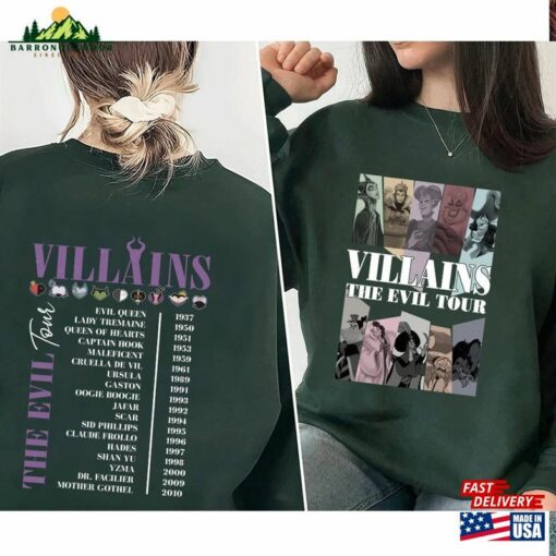 Villains The Evil Tour Double Sided Shirt Disney T-Shirt Hoodie