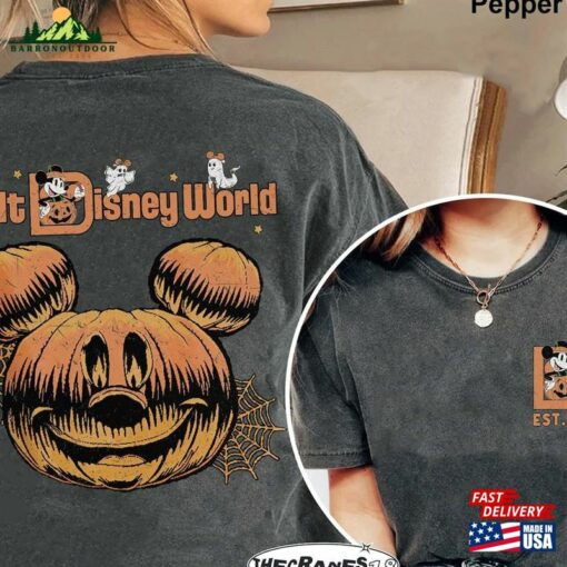 Vintage 2 Side Disneyland Halloween Shirt Disney Pumpkin Mickey T-Shirt Classic