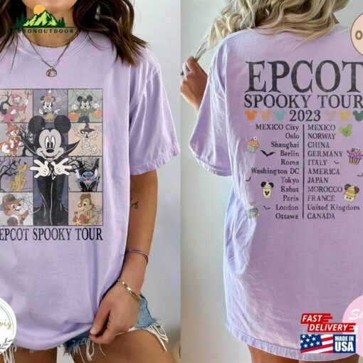 Vintage Disney Epcot Spooky Tour Shirt Halloween Two Sided The Eras T-Shirt Hoodie