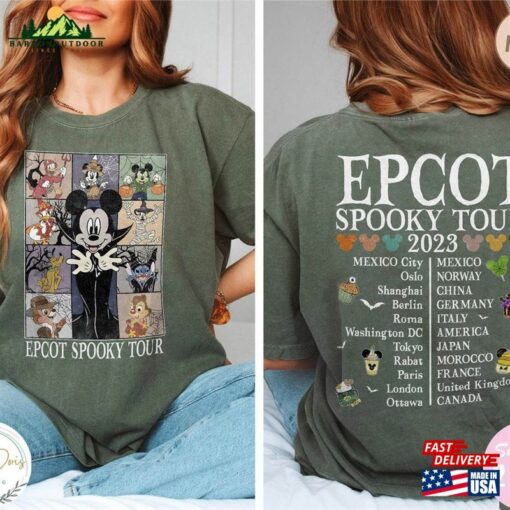 Vintage Disney Epcot Spooky Tour Shirt Halloween Two Sided The Eras T-Shirt Hoodie