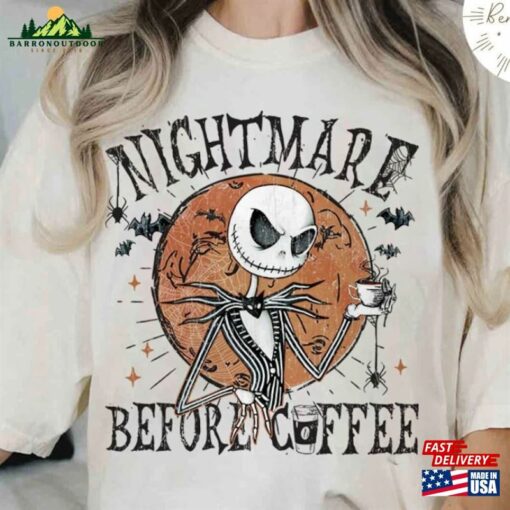 Vintage Disney Halloween Jack Skellington Nightmare Before Coffee Shirt Retro The Christmas Sweatshirt Hoodie