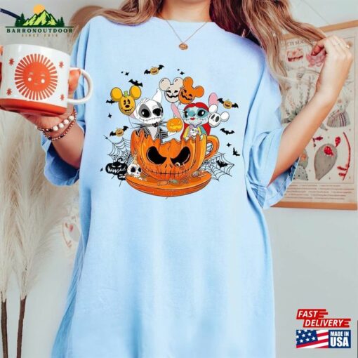 Vintage Disney Halloween Stitch Jack Skellington Sweatshirt And Angel Pumpkin Shirt T-Shirt