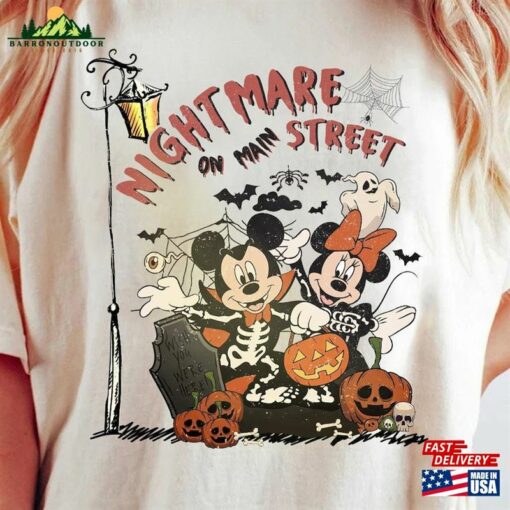 Vintage Disney Mickey Minnie Halloween Shirt Nightmare On Mainstreet 90S Party Hoodie T-Shirt