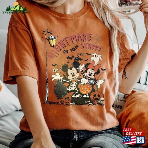 Vintage Disney Mickey Minnie Halloween Shirt Nightmare On Mainstreet 90S Party Hoodie T-Shirt