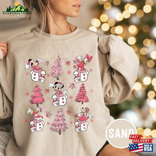 Vintage Disney Pink Christmas Tree Shirt Retro Mickey And Friends Cute T-Shirt Classic