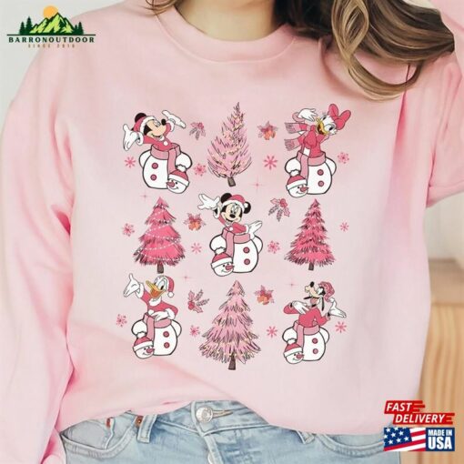 Vintage Disney Pink Christmas Tree Shirt Retro Mickey And Friends Cute T-Shirt Classic