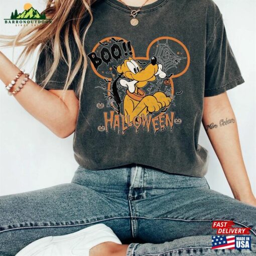 Vintage Disney Pluto Halloween Team Comfort Color Shirt Party Mickey And Friends Unisex T-Shirt Hoodie Sweatshirt