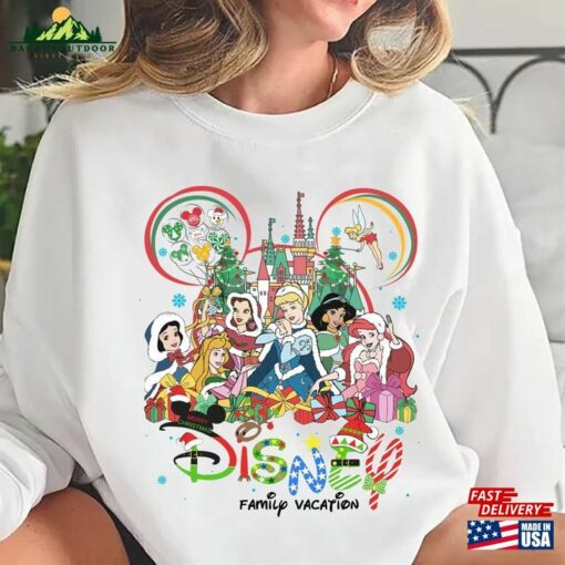 Vintage Disney Princess Christmas 2023 Sweatshirt Shirt Magic Kingdom Classic Unisex