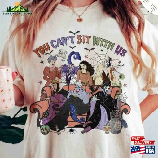 Vintage Disney Villains You Can’t Sit With Us Shirt Retro Halloween Witches Evil Friends Classic Unisex