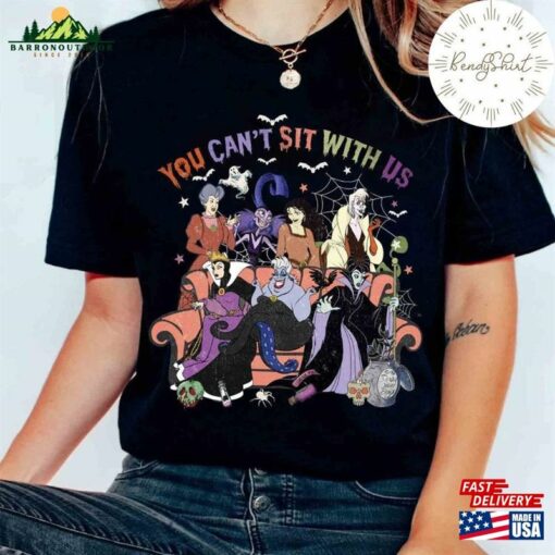 Vintage Disney Villains You Can’t Sit With Us Shirt Retro Halloween Witches Evil Friends Classic Unisex