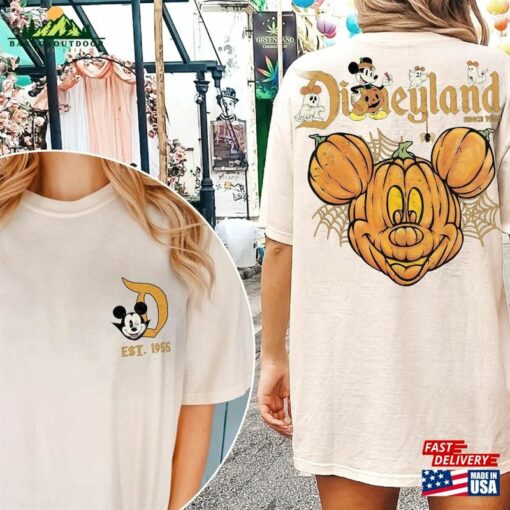 Vintage Disneyland And Walt Disney World Halloween 2 Side Shirt Pumpkin Mickey Unisex T-Shirt