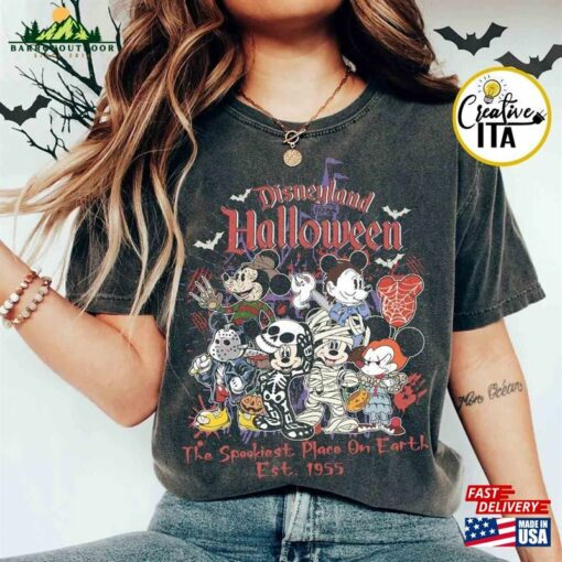 Vintage Disneyland Halloween Mickey Horror Characters Est 1955 Shirt Retro Mouse Movie T-Shirt Classic