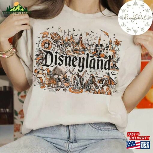 Vintage Disneyland Halloween Shirt Retro Mickey And Friends Skeleton Park Unisex T-Shirt