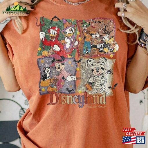 Vintage Disneyland Trick Or Treat Shirt Mickey And Friends Halloween T-Shirt Disney Skeleton Tee Birthday Gift Funny Unisex