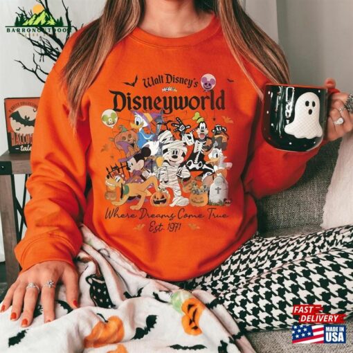 Vintage Disneyworld Halloween Sweatshirt Trick Or Treat Shirt Disney Mickey T-Shirt Hoodie