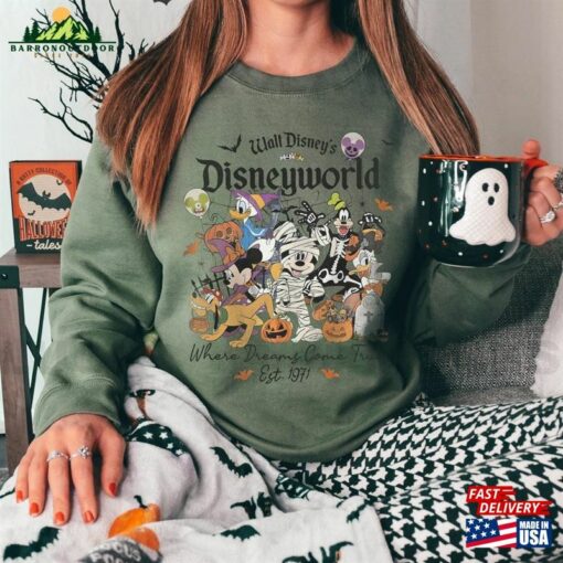 Vintage Disneyworld Halloween Sweatshirt Trick Or Treat Shirt Disney Mickey Unisex Hoodie