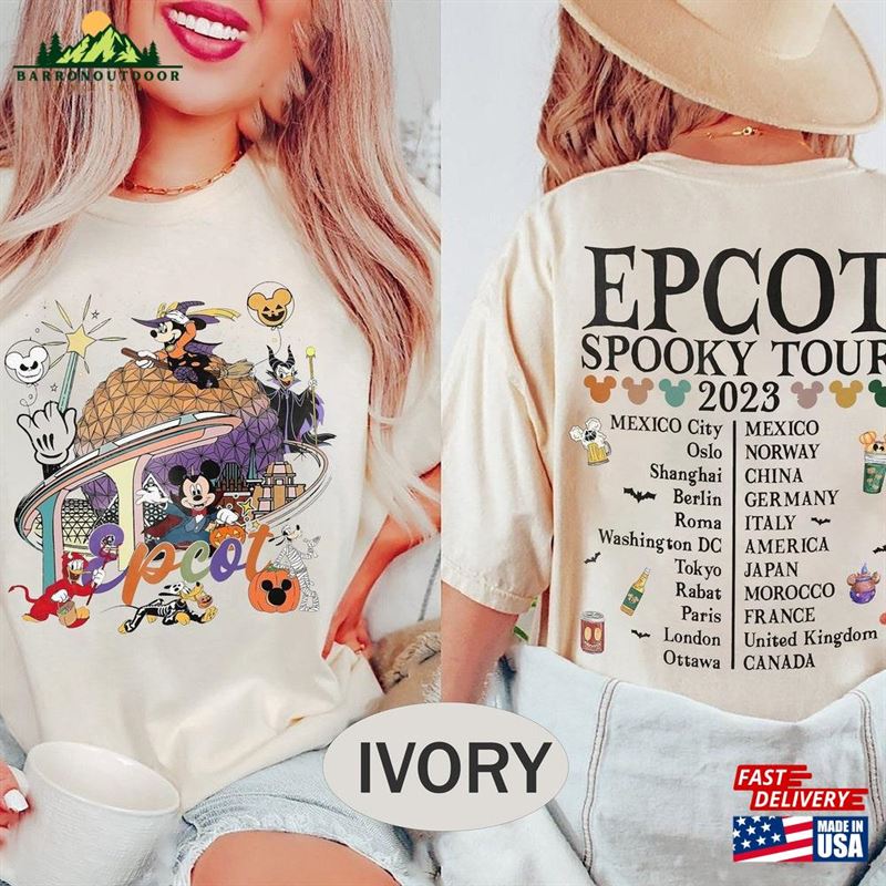 Vintage Epcot Comfort Color Shirt Halloween World Tour Hoodie T-Shirt