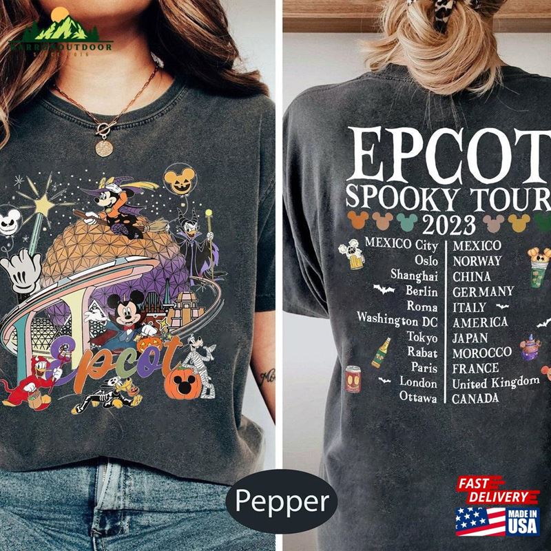 Vintage Epcot Comfort Color Shirt Halloween World Tour Hoodie T-Shirt