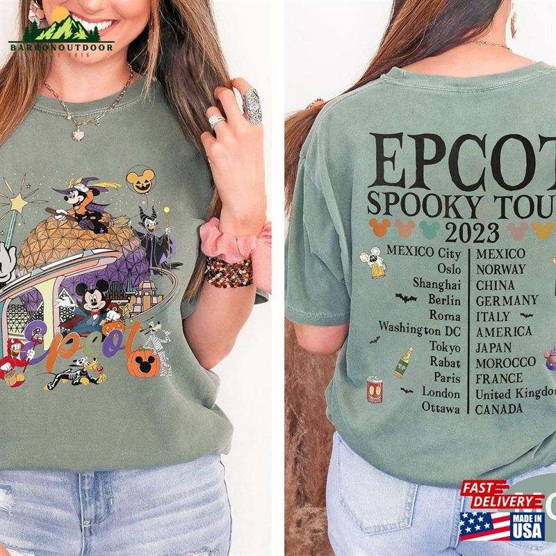Vintage Epcot Comfort Color Shirt Halloween World Tour Hoodie T-Shirt