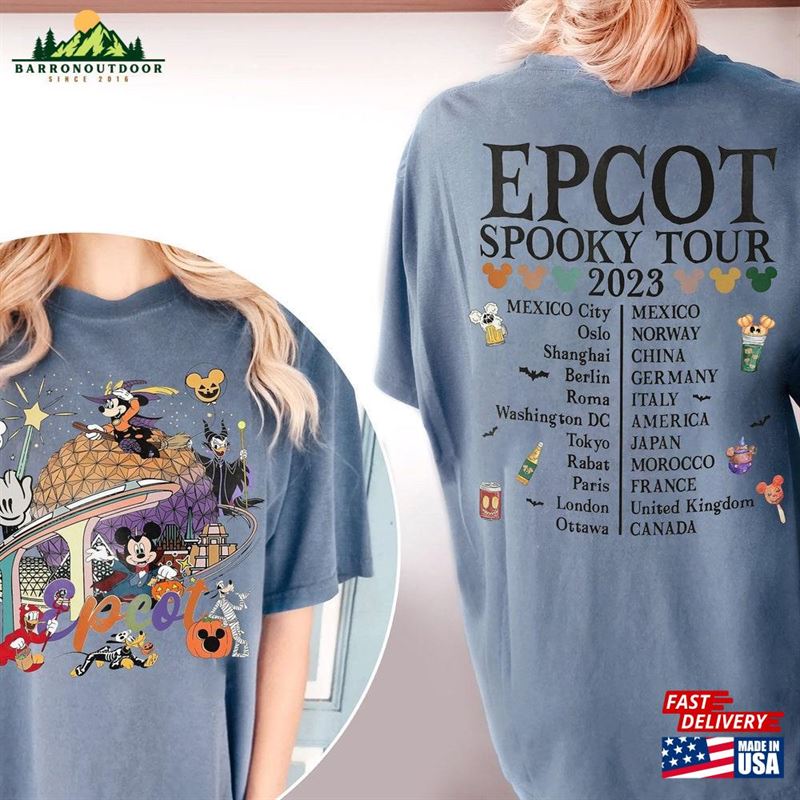 Vintage Epcot Comfort Color Shirt Halloween World Tour Hoodie T-Shirt
