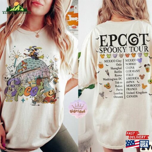 Vintage Epcot Halloween Spooky Tour 2023 Shirt Retro Disney World Mickey And Friend Classic Sweatshirt