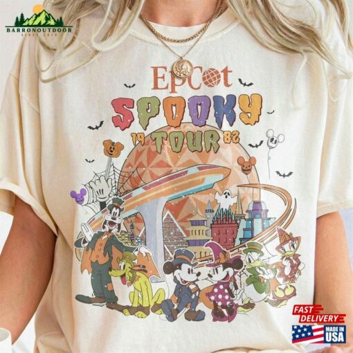 Vintage Epcot Spooky Tour 1928 Unisex T-Shirt Disney Halloween Mickey And Friend Tee Classic