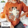 Vintage Floral Mickey Minnie Ghost Halloween Shirt Retro Spooky Season Classic Hoodie