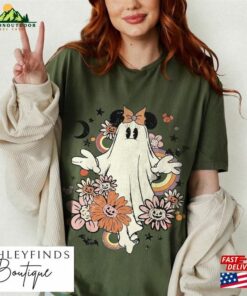 Vintage Floral Mickey Minnie Ghost Halloween Shirt Retro Spooky Season Classic Hoodie 4