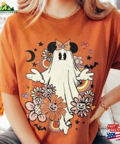 Vintage Floral Mickey Minnie Ghost Halloween Shirt Retro Spooky Season Hoodie T-Shirt