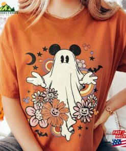Vintage Floral Mickey Minnie Ghost Halloween Shirt Retro Spooky Season Hoodie T-Shirt