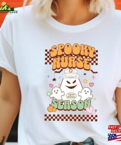 Vintage Ghost Nurse T Shirt Retro Halloween Cute Tee Crewneck Unisex Hoodie 3
