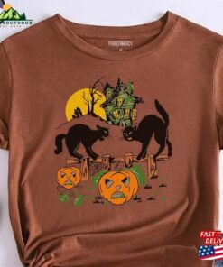 Vintage Halloween Black Cats And Pumpkins T-Shirt Sweatshirt Sweater Unisex Vintage Halloween Black Cats And Pumpkins T-Shirt Sweatshirt Sweater Unisex