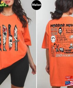 Vintage Halloween Characters The Horror Tour Pumpkin Shirt Universal Studios Nights 2023 Party Hoodie Sweatshirt