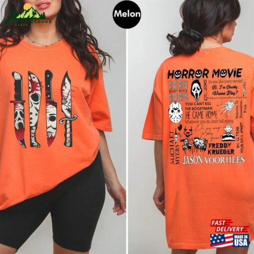 Vintage Halloween Characters The Horror Tour Pumpkin Shirt Universal Studios Nights 2023 Party Hoodie Sweatshirt