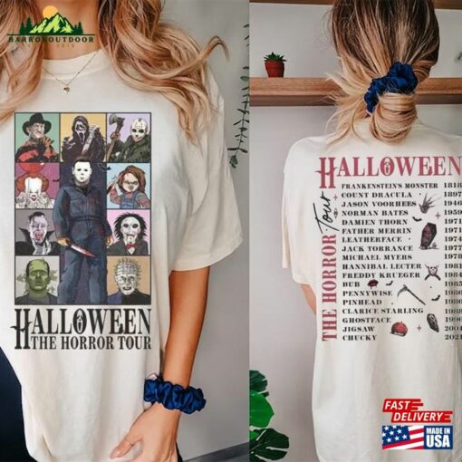 Vintage Halloween Characters The Horror Tour Shirt Universal Studios Nights 2023 Hoodie T-Shirt