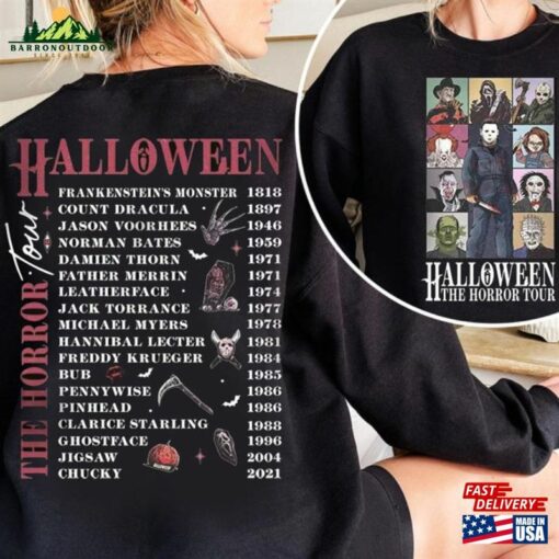 Vintage Halloween Characters The Horror Tour Shirt Universal Studios Nights 2023 Hoodie T-Shirt