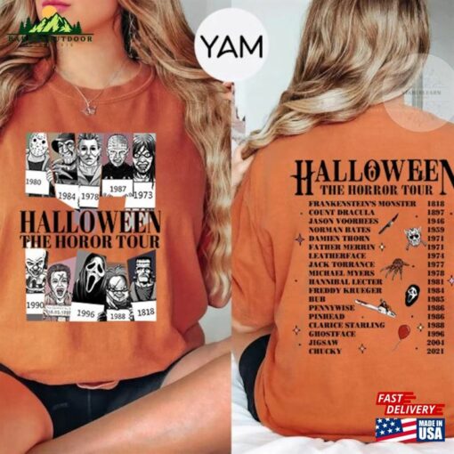 Vintage Halloween Characters The Horror Tour Shirt Universal Studios Nights 2023 In My Era Sweatshirt Hoodie