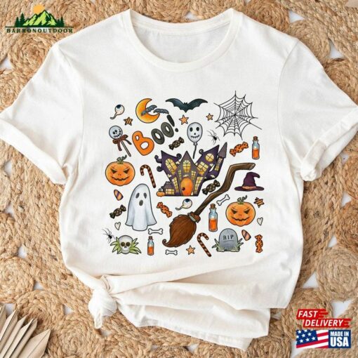 Vintage Halloween Pumpkin Ghost Shirt Funny Gift Get Spookily T-Shirt Sweatshirt