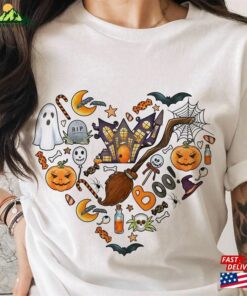 Vintage Heart Halloween Pumpkin Ghost Shirt Funny Gift Get Spookily Sweatshirt Classic