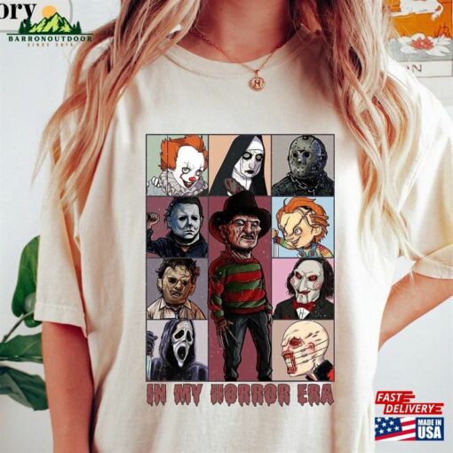 Vintage In My Horror Era Shirt Halloween Characters Movie Unisex Classic