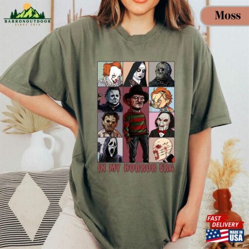 Vintage In My Horror Era Shirt Halloween Characters Movie Unisex Classic