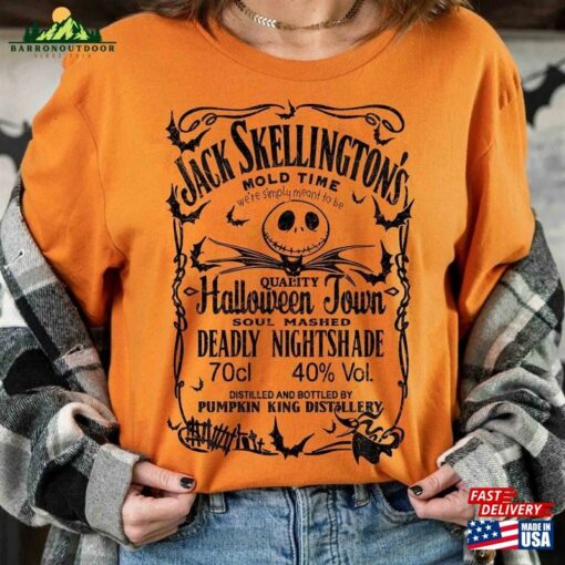 Vintage Jack Skellington Brewery Whiskey Halloween Unisex T-Shirt Nightmare Before Christmas Tee Oogie Boogie Hoodie Sweatshirt