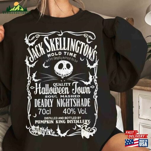 Vintage Jack Skellington Brewery Whiskey Halloween Unisex T-Shirt Nightmare Before Christmas Tee Oogie Boogie Hoodie Sweatshirt