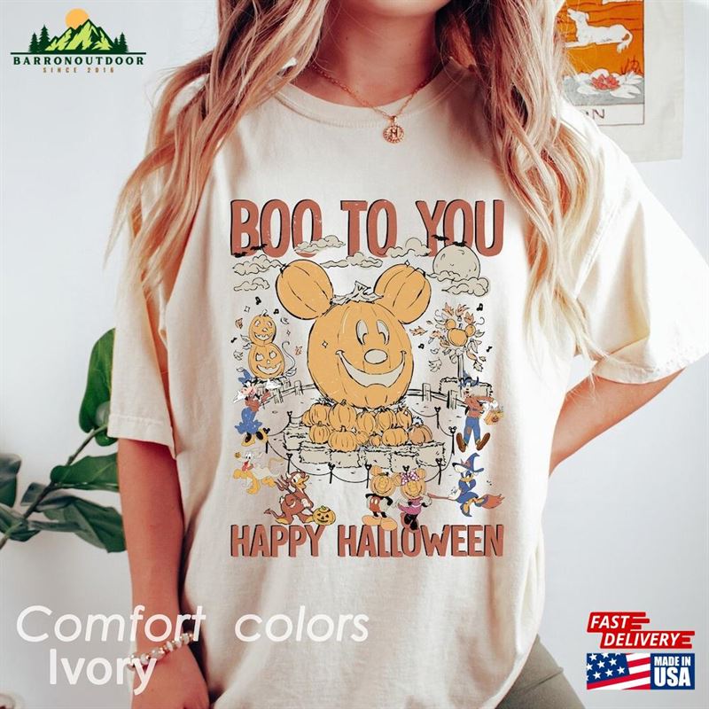 Vintage Mickey And Friends Halloween Comfort Colors Shirt Boo To You Happy Unisex Sweatshirt